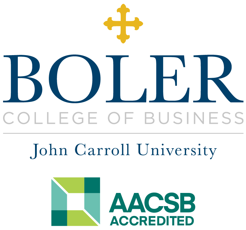 JCU Boler Logo and AACSB logo stacked